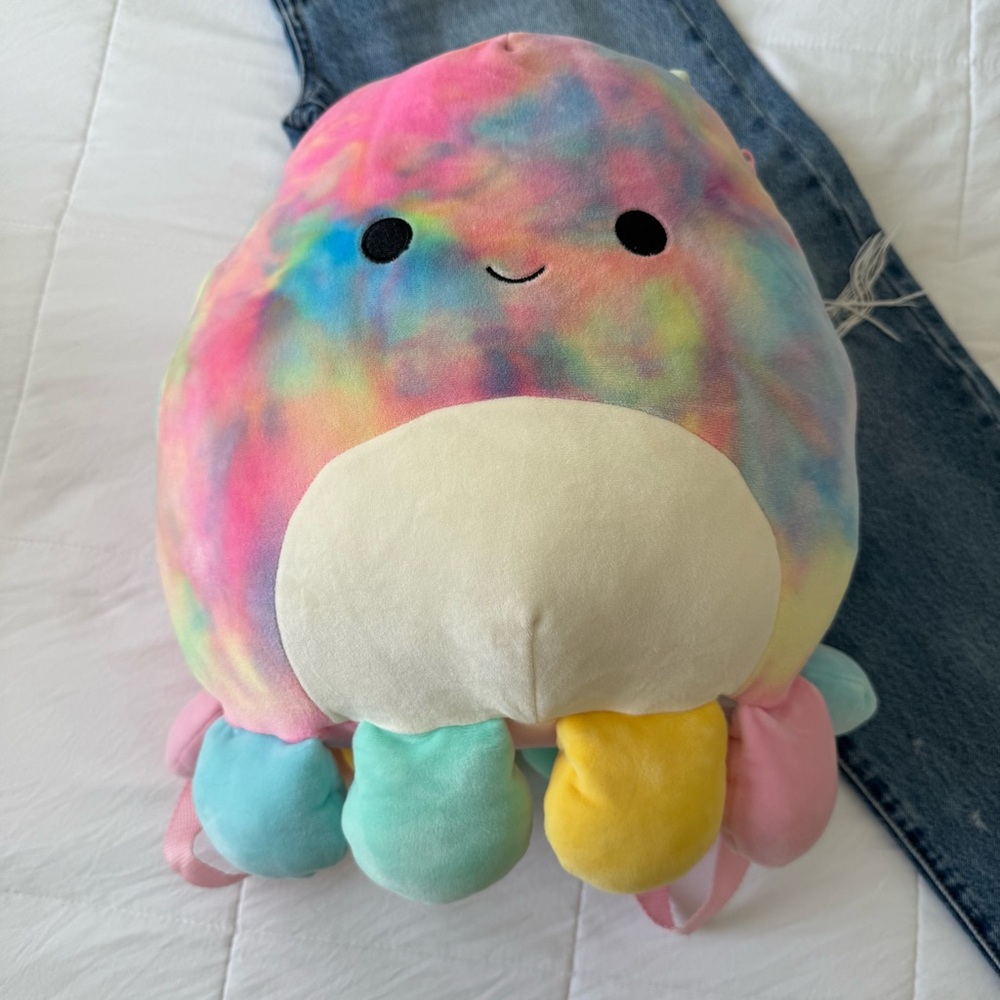 Squishmallow Colorful Tie-Dye Plush Octopus Backpack‎